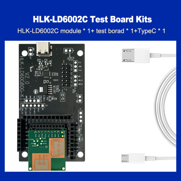 60G Millimeter Wave Fall Detection Radar Module Testboard Kits HLK-LD6002C Non-contact Intelligent Monitoring with 2T2R